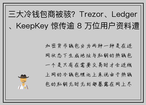 三大冷钱包商被骇？Trezor、Ledger、KeepKey 惊传逾 8 万位用户资料遭拍卖！